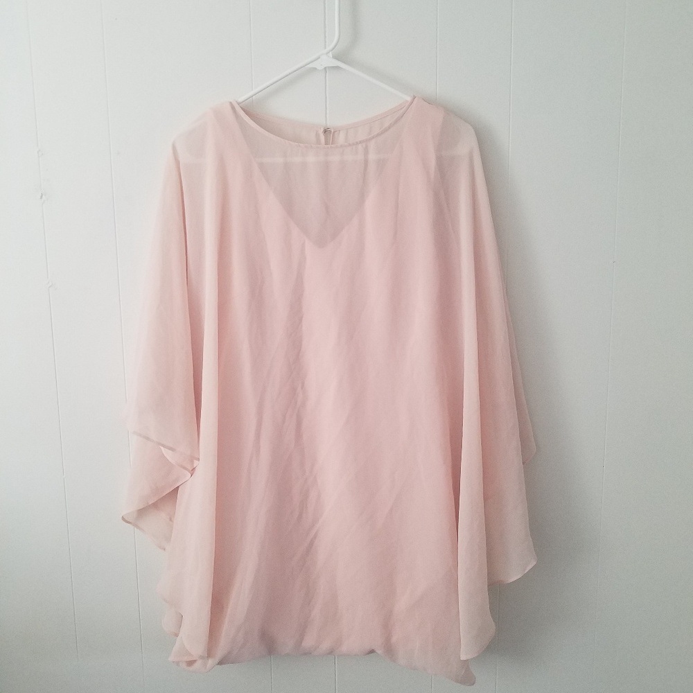 Blush Dress with Sheer Overlay